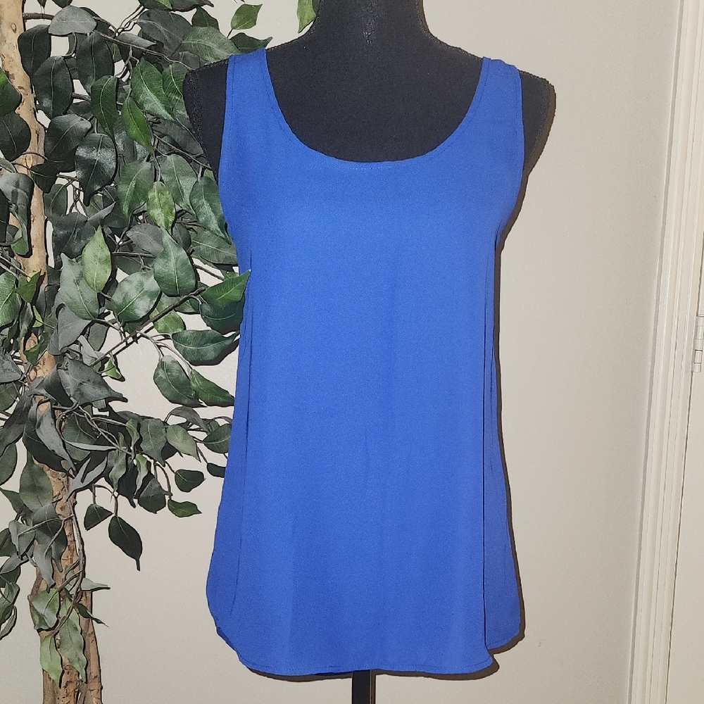 Chiffon Blue Sleeveless Top